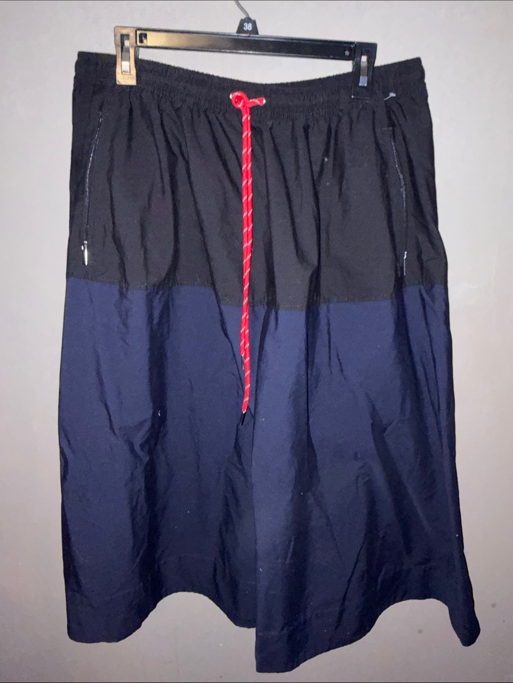 Two-Tone Black and Navy skirt with Red Drawcord